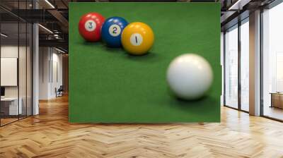 pool ball on green velvet Wall mural