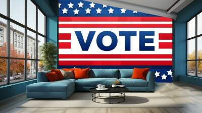 square vote graphic in red white and blue of the united states of america usa with stars to encourage voting american democracy national pride and voting in the us elections Wall mural