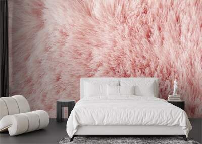 Light pink long fibre soft fur texture. background full frame. copy space Wall mural