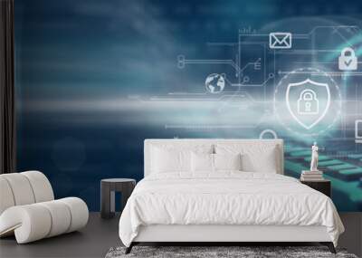 Cyber, personal data and information security. Internet and networking security system concept. Wall mural