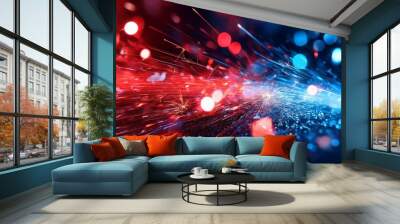 red and blue sparks on a dark background Wall mural