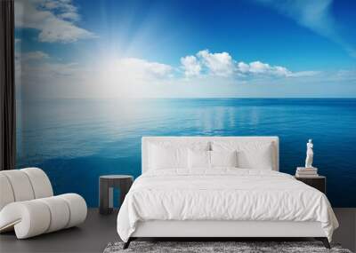 seascape calm blue ocean with reflection of sunlight Wall mural