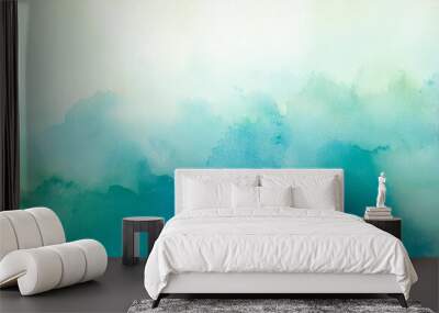 watercolor background in blue and white painting with gradient painted texture and grunge in abstract design pastel blue green backgrounds or paper banner Wall mural