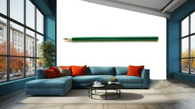 Green  color pencil on white background. - Image Wall mural