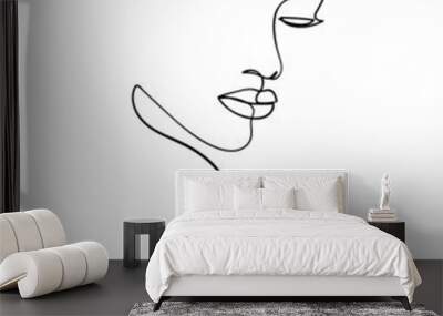 One line drawing face. Abstract woman portrait.  Modern minimalism art. - Vector illustration Wall mural