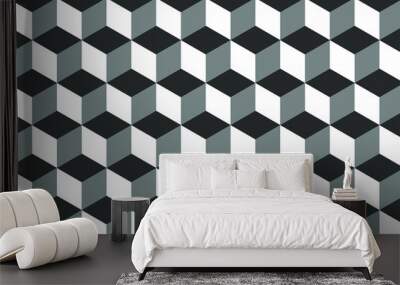 3d background, optical illusion of three colors: gray, white and black Wall mural