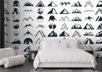  mountain logo design, collection template with luxury concept, icons, emblem, background Wall mural