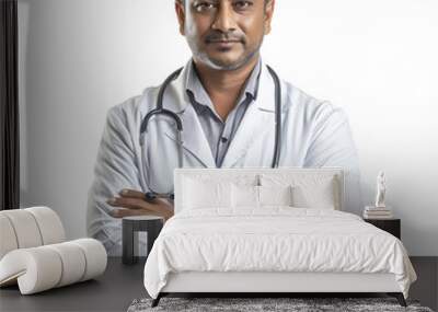 An Pakistani male doctor on isolated transparent background Wall mural