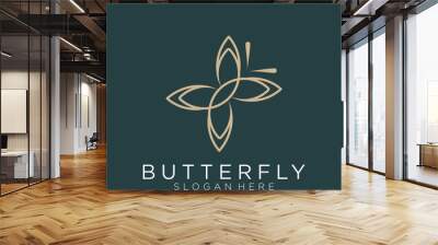 Butterfly logo. Luxury line logotype design. Universal premium butterfly symbol logotype Wall mural