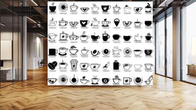 Coffee shop logo vintage vector set. Hipster and retro style. Perfect for your business design. Wall mural