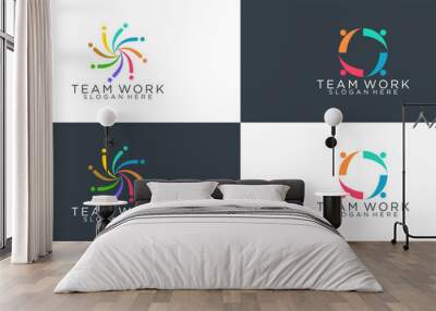 collection abstract luxury people family and human logo template. symbol for teamwork Wall mural