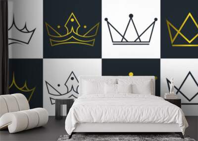 collection crown gold and black, icon design business logo  Wall mural