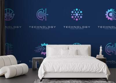 collection technology dot logo design. symbol tech, internet, system, Artificial Intelligence and computer. inspiration logo design modern	 Wall mural