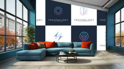 collection technology dot logo design. symbol tech, internet, system, Artificial Intelligence and computer. inspiration logo design modern	
 Wall mural