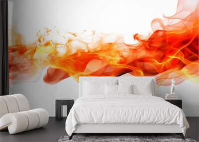 Fire flames isolated on the white background. Generative AI. Wall mural