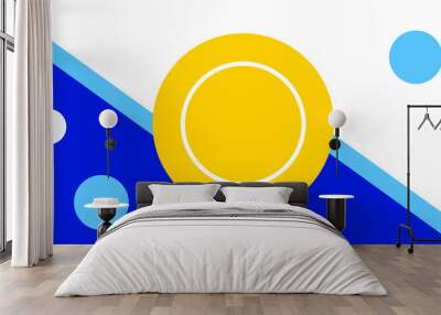 Vector design of a banner in yellow, blue, and white circular shapes and lines Wall mural