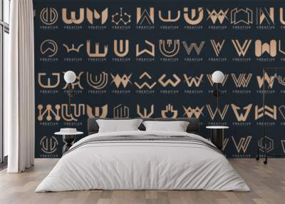 Mega logo collection, Abstract letter W logo design. icons for business Wall mural