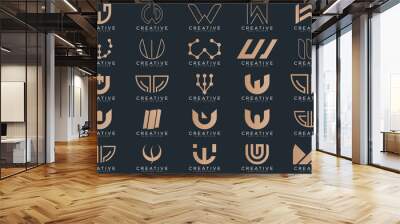 Mega logo collection, Abstract letter W logo design. icons for business Wall mural