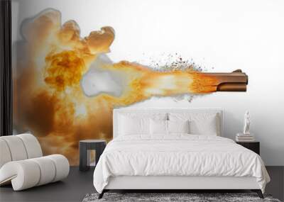 A gun is fired and the bullet is shot out of the barrel Wall mural