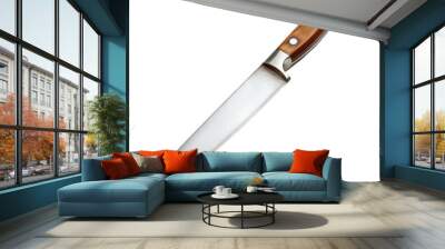 A knife with a wooden handle and a silver blade Wall mural