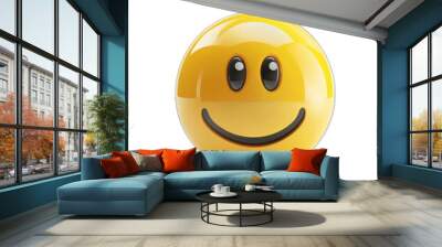 A yellow smiley face with a black mouth Wall mural