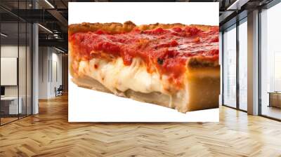 Side view of Chicago style pizza with hot sauce on transparent background Wall mural