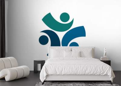 modern three people illustration vector logo Wall mural