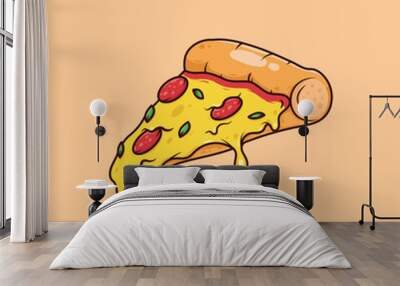 Pizza illustration cartoon Wall mural