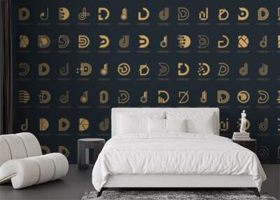 Set of abstract initial letter D logo design template. icons for business of luxury, gold, elegant, simple Wall mural