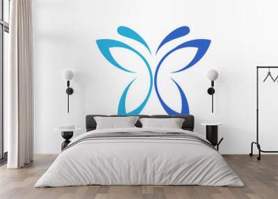 the art butterfly blue icon logo Wall mural