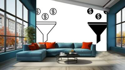 Money with a funnel, illustration of marketing and finance icon vector Wall mural