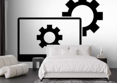 monitor with cogwheel, computer settings icon vector Wall mural