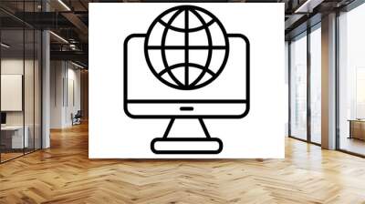 monitor with globe icon vector Wall mural