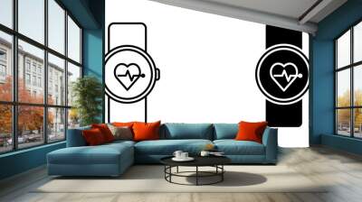 smartwatch with heartbeat pulse, health monitoring on wearable device icon vector Wall mural