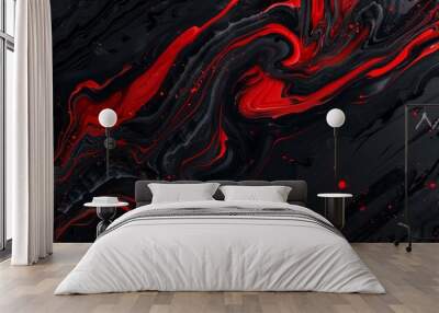 A black and red abstract painting with red splatters Wall mural