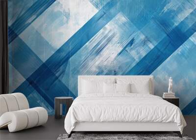 A blue and white abstract painting with a blue and white background Wall mural