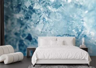 A blue background with ice crystals on it Wall mural