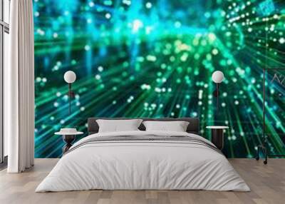 A bright green image with many small dots Wall mural