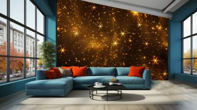 A gold starry sky with a lot of stars Wall mural