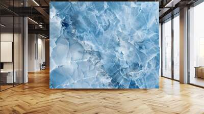 Oceanic Opulence: A backdrop of a blue ocean accentuating a luxurious blue and white marble wall, a symphony of aquatic beauty. Wall mural