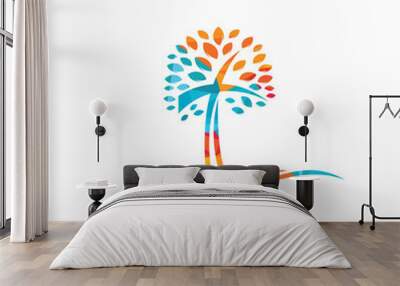 Tree religious cross symbol icon vector design. Wall mural