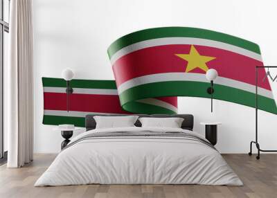 3d render of Suriname flag isolated on transparent background Wall mural