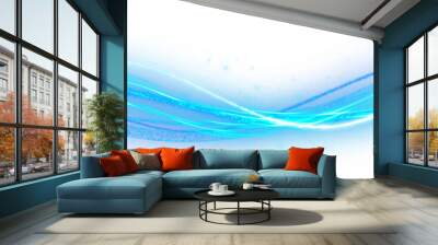 cool blue glowing wavy future line elements Wall mural