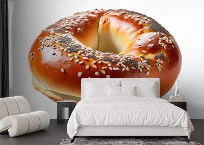 Freshly baked bagel bread  on transparent background Wall mural