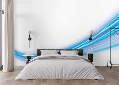 Neon glowing line waves, electric light effect Wall mural