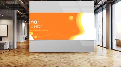 Yellow Orange Colored Orange Background Right Wave Shape Flat Design Banner Template Wall mural