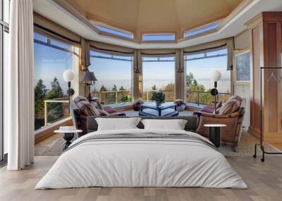 amazing rich interior with stunning window view on mountains Wall mural