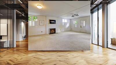 Empty basement room with fireplace Wall mural