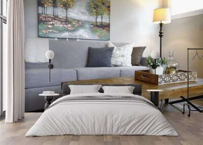 Family room interior with close up of a coffee table Wall mural