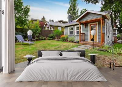 grey old house with wooden trim Wall mural